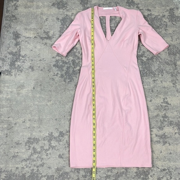 Helmut Lang Pink Bodycon Dress Back Shoulder Cut Outs Stretch Knit Sz S - Picture 8 of 13